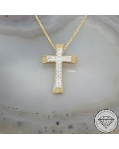Wert 390 &euro; Diamant Anh&auml;nger & Kette Kreuz in 375er 9 K Gelbgold - 107564