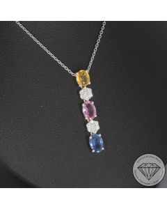 Wert 2650 &euro; Brillant Saphir Anh&auml;nger Kette in 750er 18 K Wei&szlig;gold - 107638