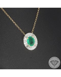 Wert 3150 &euro; Brillant Diamant Smaragd Anh&auml;nger mit Kette in 750er 18 K Gelbgold - 107640