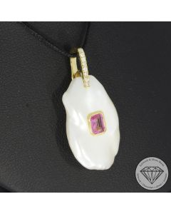 Wert 1290 &euro; Brillant Saphir Perl Anh&auml;nger in 750er 18 K Gelbgold - 107652