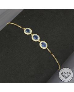 Wert 2290 &euro; Brillant Saphir Armband in 750er 18 K Gelbgold - 107653