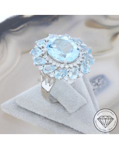 Wert 4290 &euro; Brillant Topas Ring in 750er 18 K Wei&szlig;gold - 107659