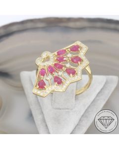 Wert 4090 &euro; Brillant Rubin Ring in 750er 18 K Gelbgold - 107675