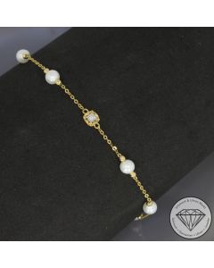 Wert 1490 &euro; Brillant Perl Armband in 750er 18 K Gelbgold - 107795