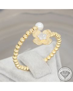 Wert 1450 &euro; Brillant Perl Ring in 750er 18 K Gelbgold - 107806
