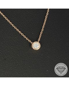 Wert 950 &euro; Solit&auml;r Brillant Anh&auml;nger mit Kette (0,07 carat) in 585er 14 K Ros&eacute;gold - H356