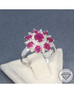 Sale! Wert 2190 &euro; Brillant Diamant Rubin Ring in 750er 18 K Wei&szlig;gold - 92031