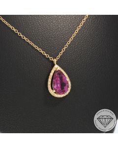 Sale! Wert 1790 &euro; Brillant Turmalin Anh&auml;nger mit Kette in 750er 18 K Ros&eacute;gold - 94845