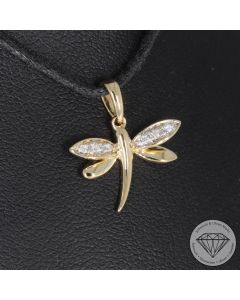 Sale! Wert 550 &euro; Brillant Anh&auml;nger Libelle in 585er 14 K Gelbgold - H934