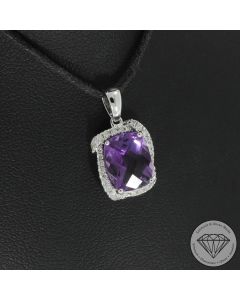 Sale! Wert 1290 &euro; Brillant Amethyst Anh&auml;nger in 585er 14 K Wei&szlig;gold - H876