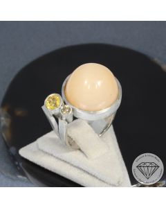 Sale! Wert 4790 &euro; Brillant Saphir Mondstein Ring in 750er 18 K Wei&szlig;gold - 96398