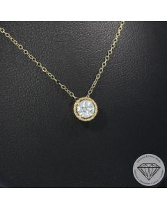 Wert 1990 &euro; Solit&auml;r Brillant Anh&auml;nger & Kette (0,35 carat) in 585er 14 K Gelbgold - 100617