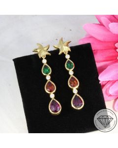 Sale! Wert 3690 &euro; Brillant Peridot Granat Citrin Ohrringe in 750er 18 K Gelbgold - 97169