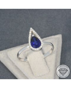 Sale! Wert 1240 &euro; Brillant Saphir Ring in 585er 14 K Wei&szlig;gold - H1314