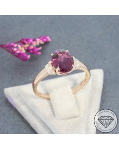Sale! Wert 1490 &euro; Diamant Rhodolith Ring in 585er 14 K Ros&eacute;gold - 99084