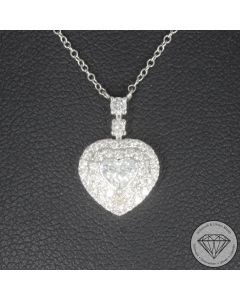 Wert 3390 &euro; Brillant Diamant Herz Collier in 750er 18 K Wei&szlig;gold - H124