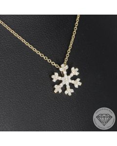 Sale! Wert 1730 &euro; Brillant Anh&auml;nger Schneeflocke mit Kette (0,27 carat) in 585er 14 K Gelbgold - H1755