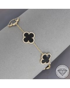 Wert 4690 &euro; Diamant Onyx Armband in 585er 14 K Gelbgold - H68