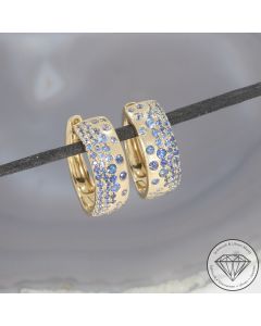 Wert 6090 &euro; Saphir Creolen (1,94 carat) in 585er 14 K Gelbgold - H70