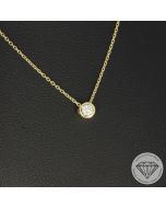 Wert 950 € Solitär Brillant Anhänger mit Kette (0,07 carat) in 585er 14 K Gelbgold - H355