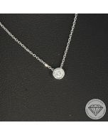 Wert 950 € Solitär Brillant Anhänger mit Kette (0,07 carat) in 585er 14 K Weißgold - H354