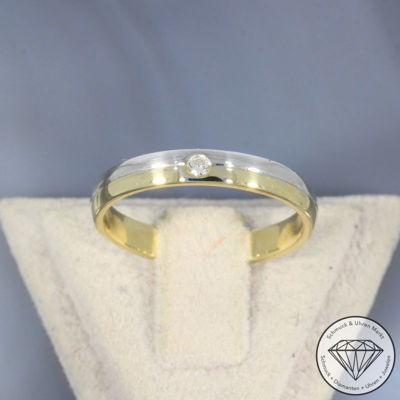 Wert 790 € Bicolor Solitär Brillant Ring in 585er 14 K Gold - 100004