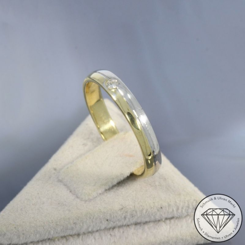Wert 790 € Bicolor Solitär Brillant Ring in 585er 14 K Gold - 100004