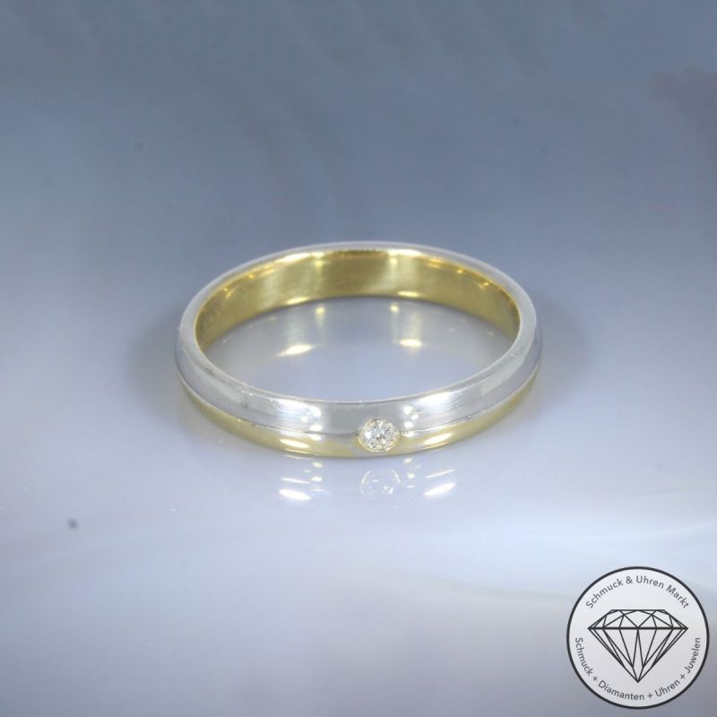 Wert 790 € Bicolor Solitär Brillant Ring in 585er 14 K Gold - 100004