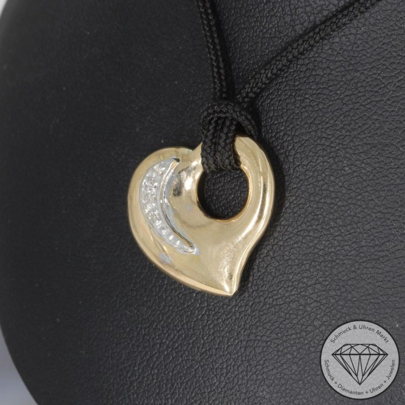 Wert 490 € Bicolor Diamant Anhänger Herz in 585er 14 K Gold - 100026