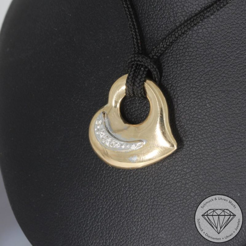 Wert 490 € Bicolor Diamant Anhänger Herz in 585er 14 K Gold - 100026
