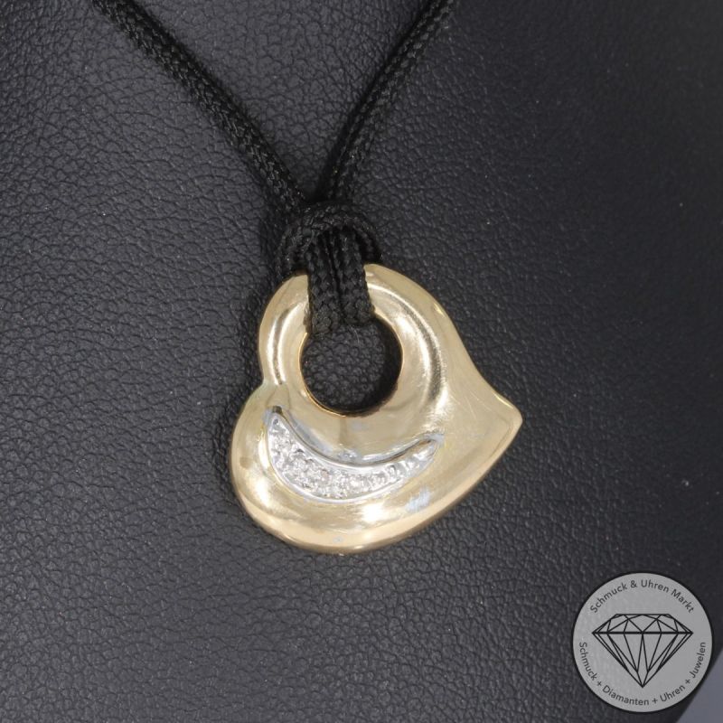 Wert 490 € Bicolor Diamant Anhänger Herz in 585er 14 K Gold - 100026