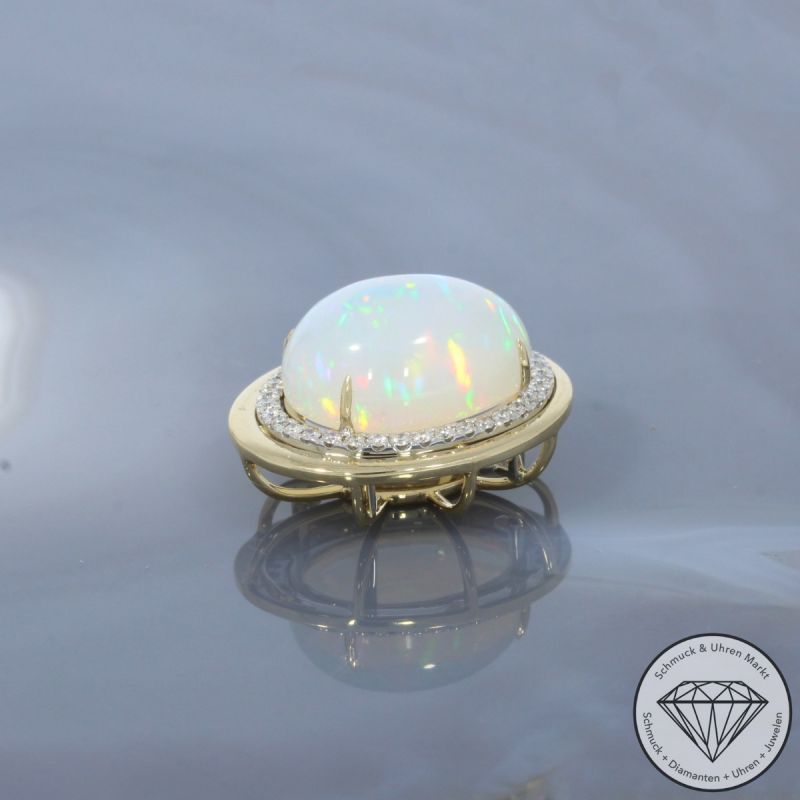 Wert 5090 € Brillant Opal Anhänger in 585er 14 K Gelbgold & 950er Platin - H1808