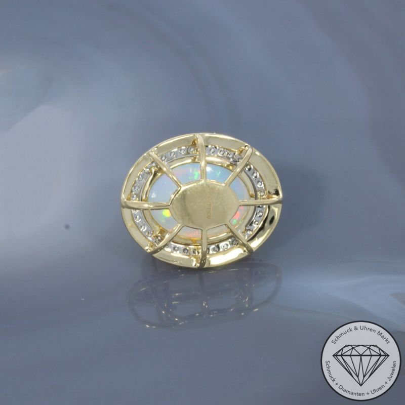 Wert 5090 € Brillant Opal Anhänger in 585er 14 K Gelbgold & 950er Platin - H1808