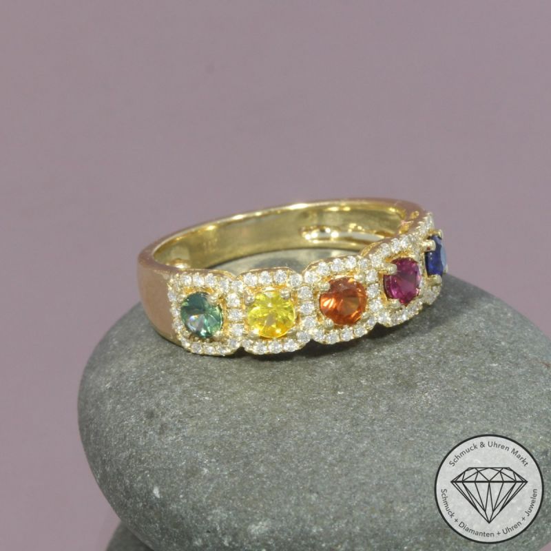Wert 2290 € Brillant Saphir Ring in 585er 14 K Gelbgold - H1809