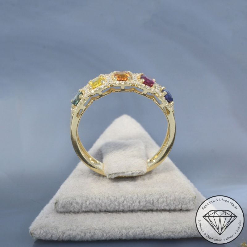 Wert 2290 € Brillant Saphir Ring in 585er 14 K Gelbgold - H1809