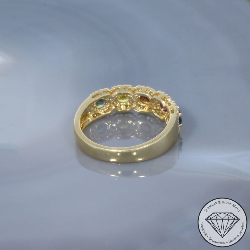 Wert 2290 € Brillant Saphir Ring in 585er 14 K Gelbgold - H1809