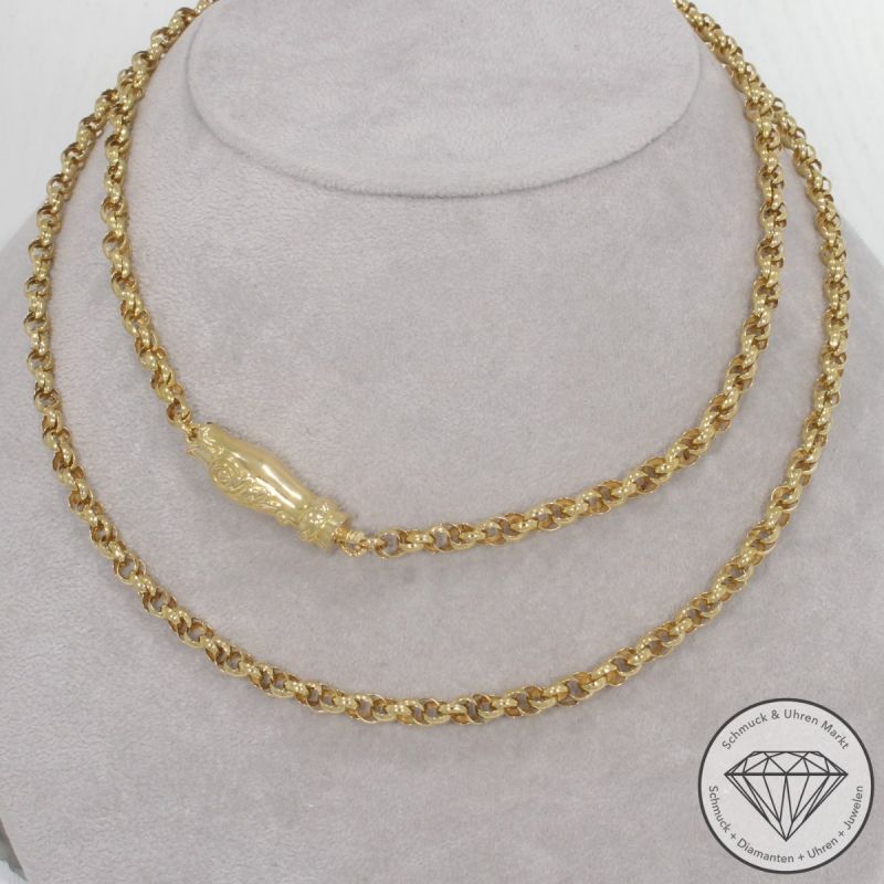 Wert 6690 € Doppel oder Zwillings Erbs Kette 750er/18 Karat Gelb Gold Länge 135 cm – 100119