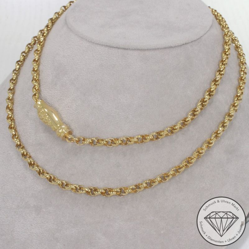 Wert 6690 € Doppel oder Zwillings Erbs Kette 750er/18 Karat Gelb Gold Länge 135 cm – 100119