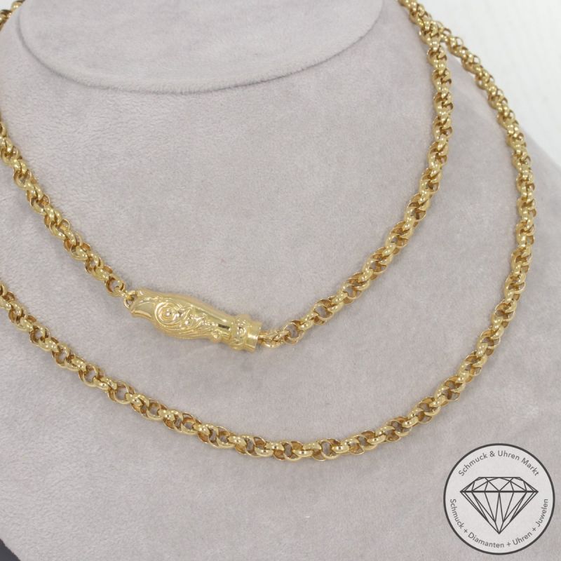 Wert 6690 € Doppel oder Zwillings Erbs Kette 750er/18 Karat Gelb Gold Länge 135 cm – 100119