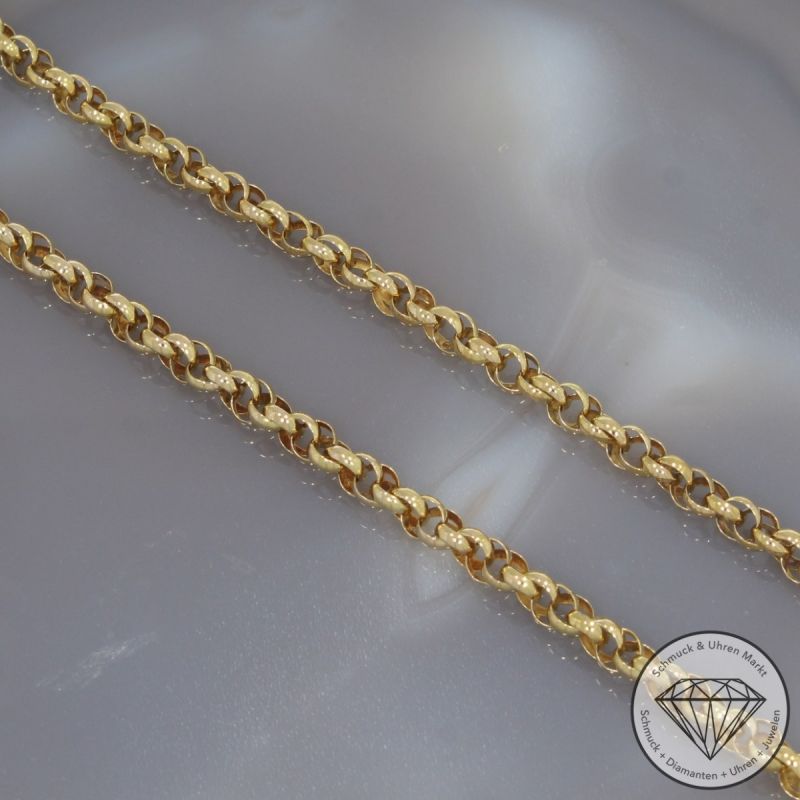 Wert 6690 € Doppel oder Zwillings Erbs Kette 750er/18 Karat Gelb Gold Länge 135 cm – 100119
