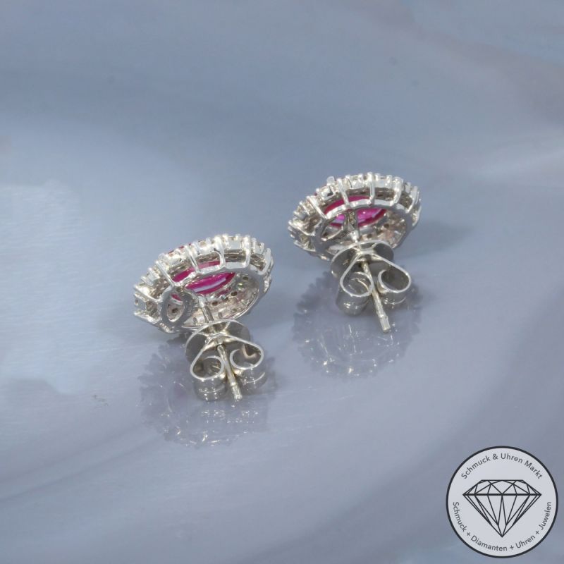 Wert 4150 € Brillant Diamant Rubin Ohrringe in 750er 18 K Weißgold - 100136