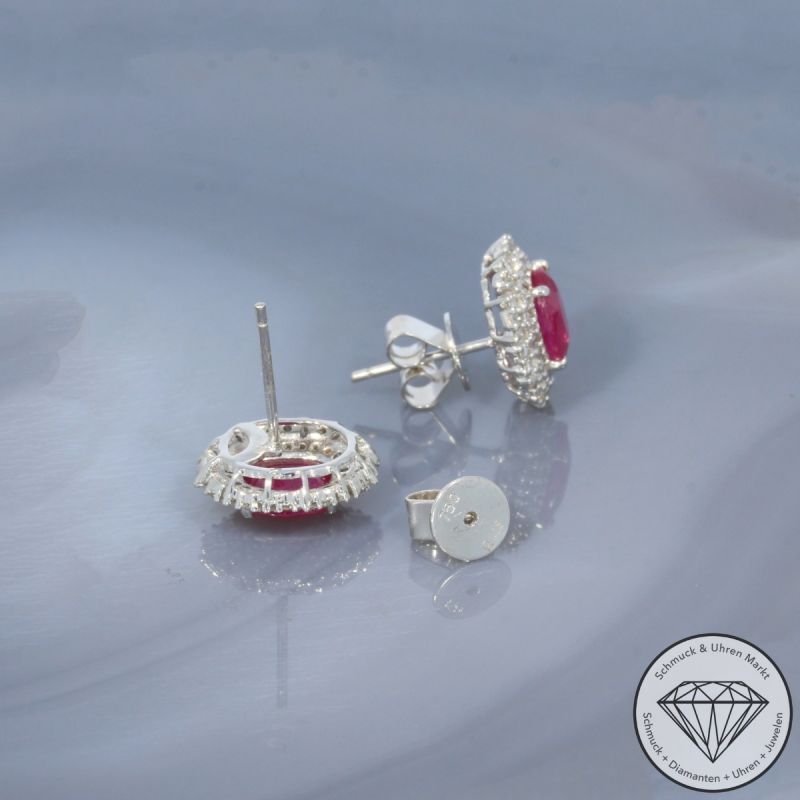 Wert 4150 € Brillant Diamant Rubin Ohrringe in 750er 18 K Weißgold - 100136