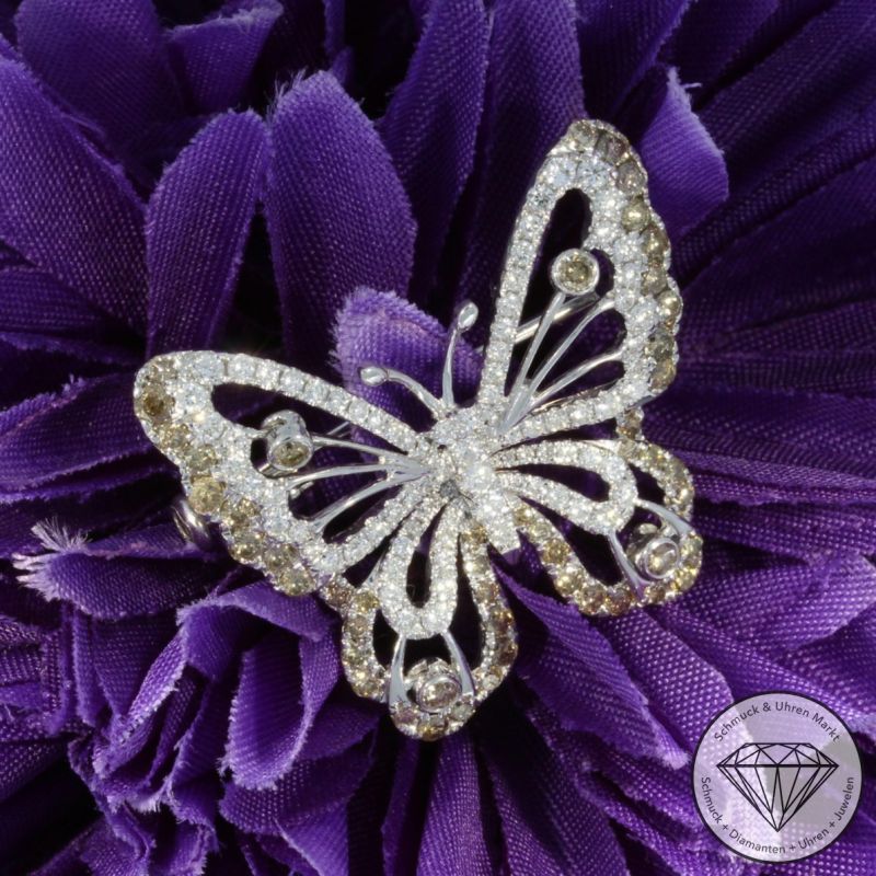 Wert 4290 € Brillant Anhänger & Brosche Schmetterling in 750er 18 K Weißgold - 100138