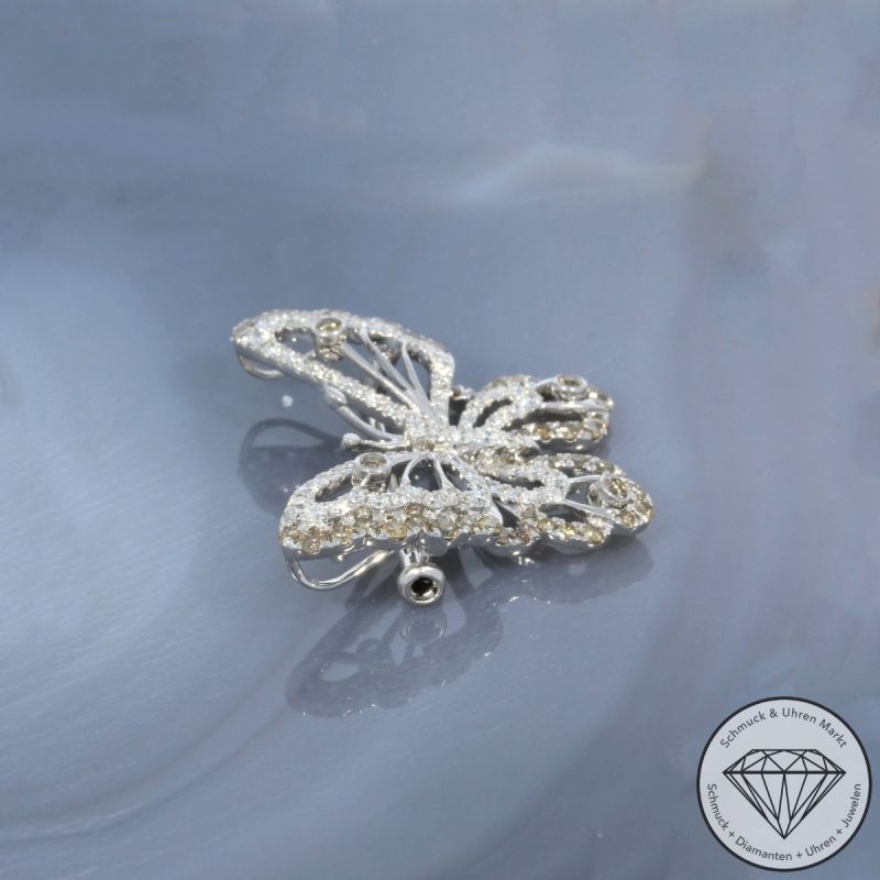 Wert 4290 € Brillant Anhänger & Brosche Schmetterling in 750er 18 K Weißgold - 100138