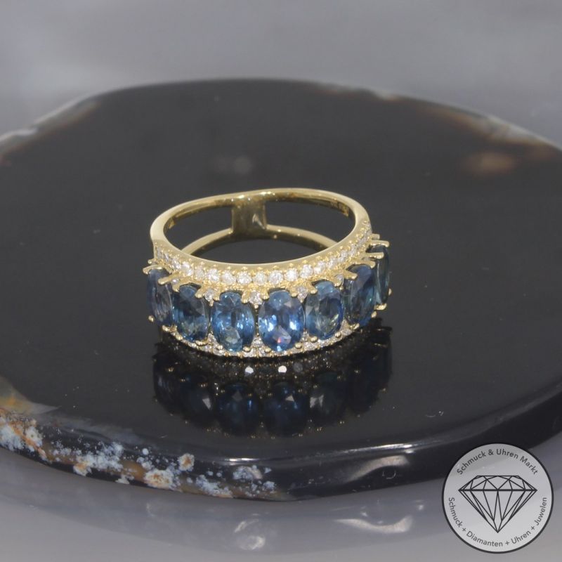 Wert 5130 € Brillant Saphir Ring in 750er 18 K Gelbgold - 100140