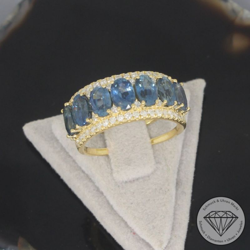Wert 5130 € Brillant Saphir Ring in 750er 18 K Gelbgold - 100140