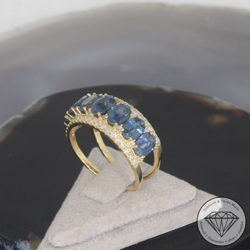 Wert 5130 € Brillant Saphir Ring in 750er 18 K Gelbgold - 100140