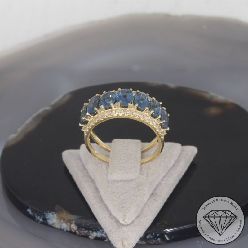 Wert 5130 € Brillant Saphir Ring in 750er 18 K Gelbgold - 100140