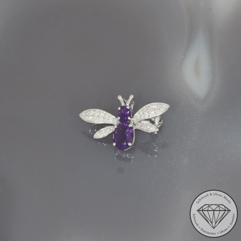 Wert 1090 € Brillant Amethyst Anhänger & Brosche in 750er 18 K Weißgold - 100144