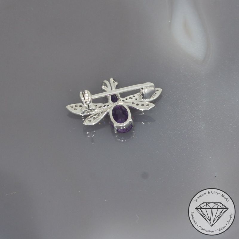 Wert 1090 € Brillant Amethyst Anhänger & Brosche in 750er 18 K Weißgold - 100144